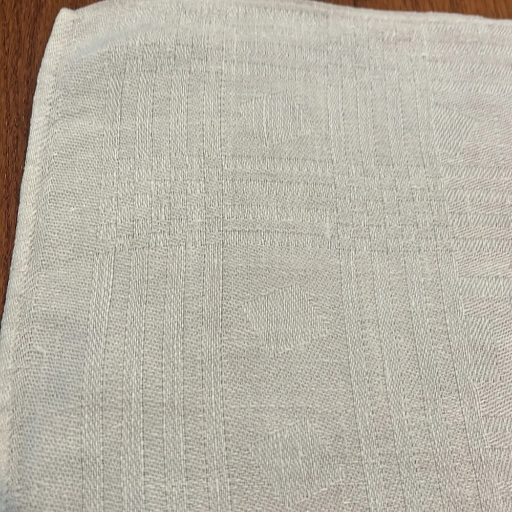 Vintage White Table Runner Monogrammed Greek Meander Pattern 27.5